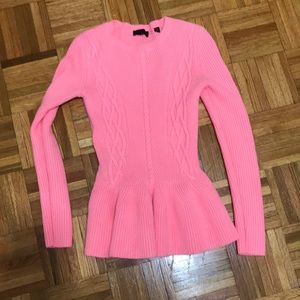 Ted Baker peplum cable knit sweater pink S 2-6